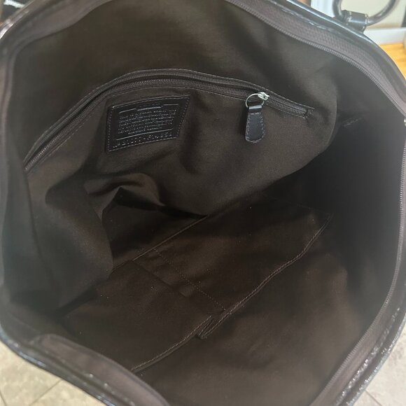 Coach Khaki Brown Signature Turnlock Pocket Bag F14659 Authentic Large Tote - Picture 9 of 9